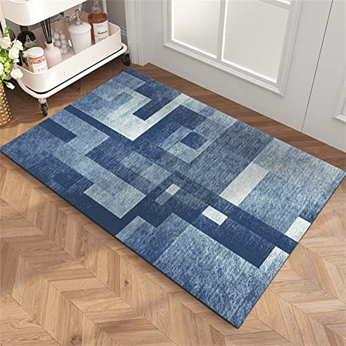 Aoojlo Badematte rutschfest 80x150cm, Badteppich Blau Badvorleger Schnelltrocknend Saugfähige Waschbar Duschvorleger, Badezimmerteppich Bath Mat Home Deko für Badewanne, Dusche, Badezimmer