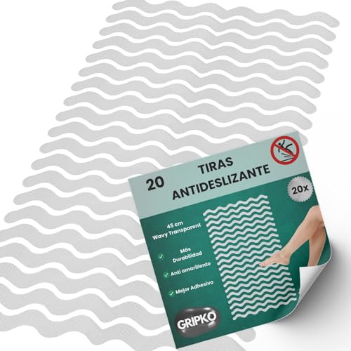 Diko.style® - 20 Klistermärken Halkfria Badkar - Halkfria Dusch, Halkfria Badkar Baby och äldre, Halkfritt Förbättrat lim, Säker Badrum - Osynliga remsor - Wavy 45cm