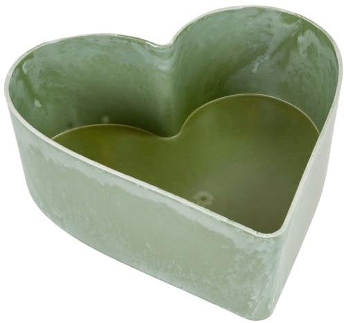matches21 wetterfeste Pflanzschale Herz für draußen - große Dekoschale in grün marmoriert als Blumen-Schale - Garten-Deko Schale in 22 cm für Blumen oder Friedhof Grabschale als Grab-Schmuck