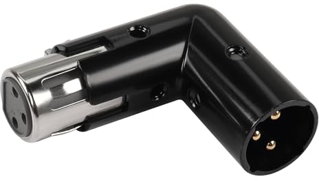 QIANRENON Adaptador adaptador de micrófono ajustable de ángulo de 90 ° - Conector XLR de 3 pines a hembra, conector de audio en ángulo derecho, orientación ajustable para cableado XLR en espacios