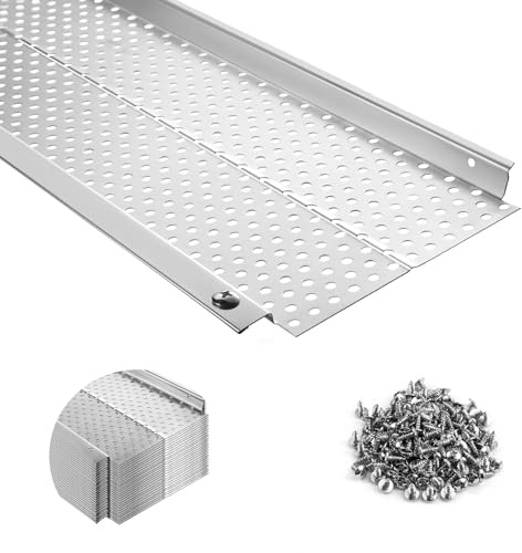 5 inch Gutter Guard, 26 Pack, 104ft, Aluminum Mesh Leaf Guards, DIY Leaf Filter Gutter Protection Cover, Raptor Gutter Guard Cleaning Tools for Downspout, Roof, with Screws