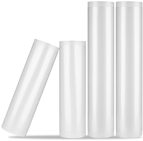Sac Sous Vide Alimentaire, 4 Rouleau de 20 x 500cm / 28 x 500cm Film Sous Vide Réutilisables, Sachet Sous Vide Alimentaire pour la Conservation des Aliments et la Cuisson