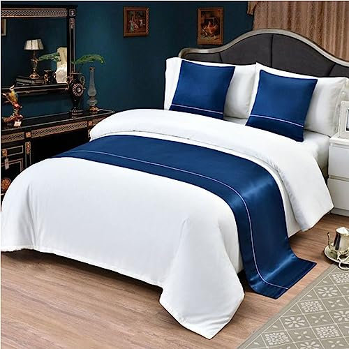 DSAoTeng Bettläufer, moderner Schal, Tagesdecke, Schals, Heimdekoration, Hotel-Bettwäsche, Betttuch, luxuriöser Schutz für Bettdecke, Einzelbett, Doppelbett, Super-King-Size-Bett (Dunkelblau, 50 x 240