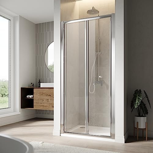 ELEGANT 860mm Magnetic Bifold Shower Door - Modern, Chrome Finish, Easy to Install, Space-Saving, Waterproof