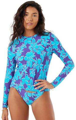 Roxy Women's Long Sleeve Rashguard – UPF 50+ Sun Protection, Surf, Beach Volley, Yoga, Quick-Dry Swim Shirt, Purple, S