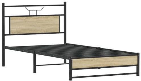 vidaXL Bettgestell ohne Matratze Sonoma-Eiche 100x200 cm Holzwerkstoff, Bettrahmen, Bett, Einzelbettrahmen, Schlafzimmermöbel, Einzelbett