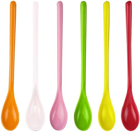 HAMKU 6 Pezzi Cucchiaini Plastica,Cucchiaio In Plastica Colorato,Cucchiaio da Dessert,Cucchiaio da Yogurt, Cucchiaini da Caffè per Gelato,Dessert Torte Frutta Insalate Barbecu