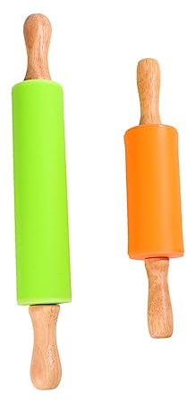 CIYODO 2 Pezzi Mattarello Da Cucina Per Ragazze E Non Per La Cottura in Silicone Mattarello Con Manico in Legno