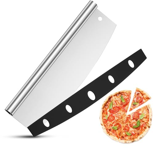 Onader Pizza Cutter Rocker 35cm, Stainless Steel Large Pizza Slicer with Protective Cover, Great for Professional Cutting Homemade Pizza, Bread & Dough, Dishwasher Safe