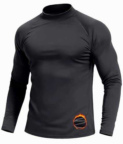 Cavva Long Sleeve T Shirt Mens Half Turtleneck Tops Thermal Pullover Shirt