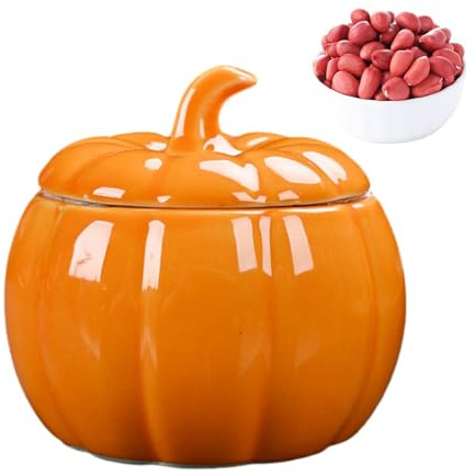 Genérico Tarro Calabaza Cerámico,Tarro Galletas Calabaza Halloween Cerámico - Recipiente de Golosinas para Acción de Gracias Decoración Otoñal para Cocina Hogar Dormitorio Fiesta