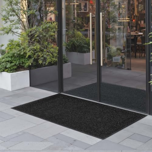 VEVOR Felpudo para Puerta de Entrada, Interior y Exterior, Elegante Alfombra de Tiras Largas con Reverso PVC, Resistente y Lavable, para Pasillo, Balcón y Garaje, Color Gris, 1829 x 1219 x 7 mm