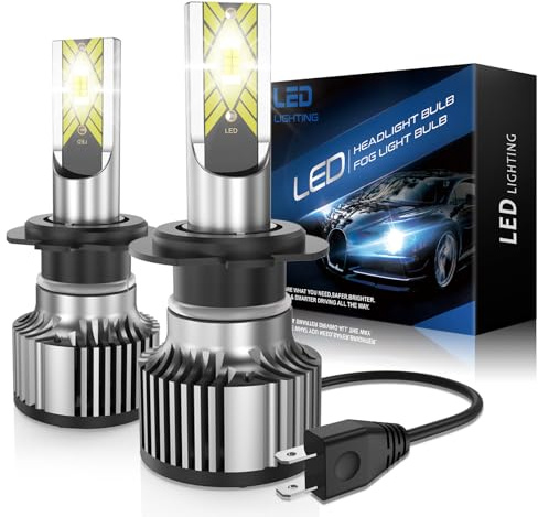 OVVOFPP Lampadine H7 LED, 100w 22000LM 6500K Luce Bianca Ad Alta Luminosità, Fari Per Auto 12v, Kit Di Conversione Alogena, Plug and Play