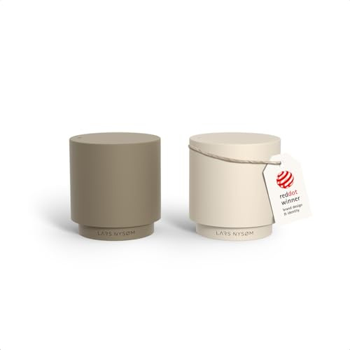 LARS NYSØM Juego de Salero y Pimentero | Salero y Pimentero de Acero Inoxidable con Moderno Diseño Minimalista, Fácil Recarga (Brown/Beige)