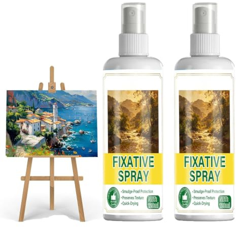Fissativo Acrilico, 2pz 100ml Spray Fissativo per Muri Interni, Vernidas Lucido Trasparente per Artisti Che Previene Sbiadimento, Acquerellos, Pittura a Guazzo, Esalta Colori & Protegge Opere D'arte