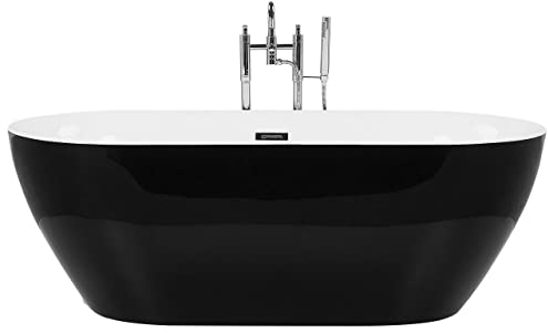Baignoire Moderne Acrylique 170 x 80 cm Autoportante Ovale Brillant Noire Carrera