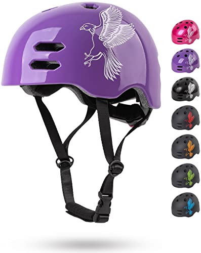 Prometheus Fahrradhelm für Kinder Jungen Mädchen Größe S 53-55 cm mit Drehring Skaterhelm Kinderfahrradhelm ab 6 bis 9 Jahre- TÜV Rheinland Zertifiziert (Lila)