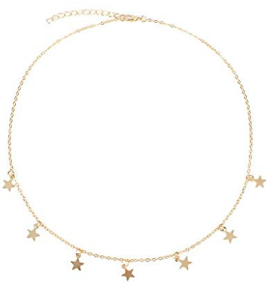 Chain Star Necklace Tassels Pendant Choker for Women Lucky Necklace Statement Girls Necklaces Pendants Big Locket Necklace for Women (Gold, One Size)