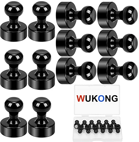 Wukong 12×16mm Neodym Magnete Extra Stark, 12 Stück Schwarz Kegelmagnete Stark, Pinnwand Magnete für Magnettafel, Kühlschrank und Whiteboard