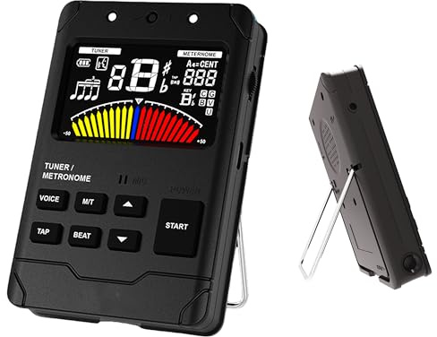 Rechargeable Metronome Tuner Combo for Guitar Bass Violin Cello Ukulele Saxophone Clarinet Trumpet etc,Precision Tuning,Multiple Rhythm Modes,Three Beat Tones & Human Voice Count,8+ Hours Runtime