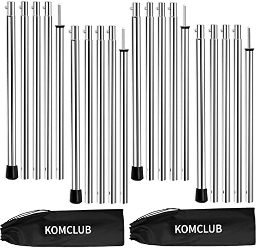 KOMCLUB Telescoping Tent Poles Adjustable Tarp Poles Camping Stainless Steel Lightweight Tent Poles for Trap Sun Sails Canopy Awning Shelter Backpacking Hiking 78 in Set of 4
