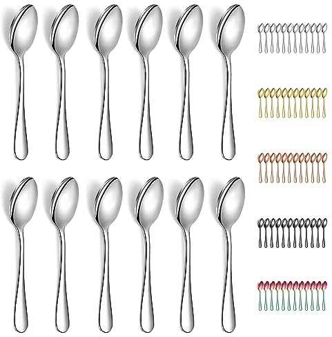Evanda Cucchiaini da caffè 12 pezzi da 14cm, cucchiaio da tè in acciaio inox, posate per tè, caffè, torte, dessert e insalate, lavabili in lavastoviglie