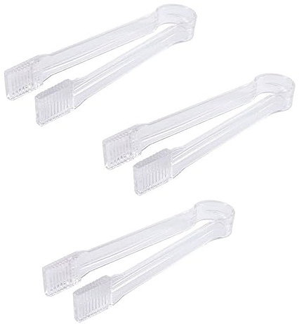 3 Pcs Mini Clear Plastic Ice Tongs, 6.3 Inch Sugar Tongs Serving Tongs for Tea Coffee Appetizers Desserts Buffet, Perfect for Party Bar Kitchen