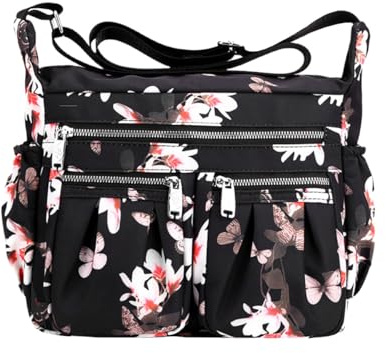 FAVORTALK Grands sacs à bandoulière pour femmes imperméables - Sacs à main multi-poches légers en nylon sac messager pour dames pour le travail voyage sac à main usage quotidien, 28*22*8cm