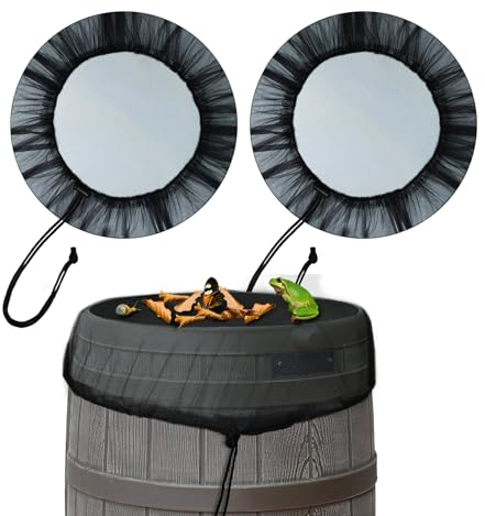 2 Stück Regentonnen Netz, 90cm Deckel für Wassertonne mit Zugkordel Verstellbares, Mückenschutz Regentonnennetz Schutznetz Regentonne Schutz vor Laub Stechmücken und Insekt