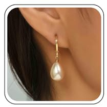 Aneneiceera Vintage Perla Orecchini Pendenti Orecchini Di Perle D'oro Perla Huggie Cerchio Orecchini Di Nozze Perla Goccia Orecchini Gioielli Per Le Donne (oro)