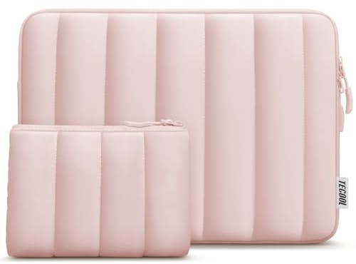 TECOOL Puffy Housse 14 Pouces Ordinateur Portable pour 14 Lenovo Ideapad Thinkpad HP Pavilion Elitebook Dell Acer Chromebook,Macbook Air 15 M4 M5 2026 Pochette PC Étanche avec Petite Sac,Rose