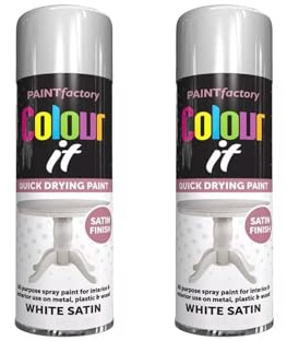 DIOXSTAR White Satin Finish Spray, Quick Drying, Wood, Metal, Plastic Surfaces, DIY Projects, And Crafting Needs, Indoor And Outdoor Use, Long Lasting, 250ML, (2PCS)