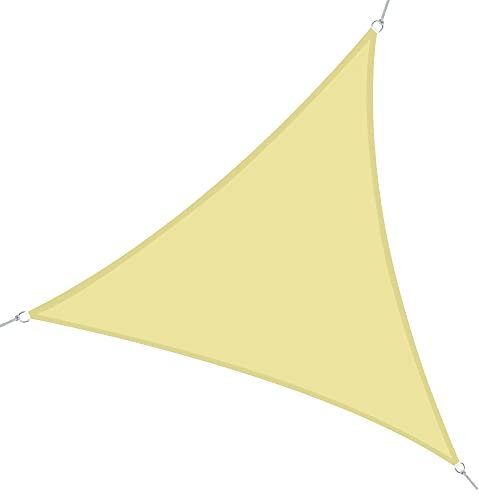 Outsunny Tenda a Vela per Esterno Triangolare 6x6m, Vela Ombreggiante Parasole con Ganci a D in Poliestere, per Giardino, Balcone, Terrazza, Protezione UV, Giallo