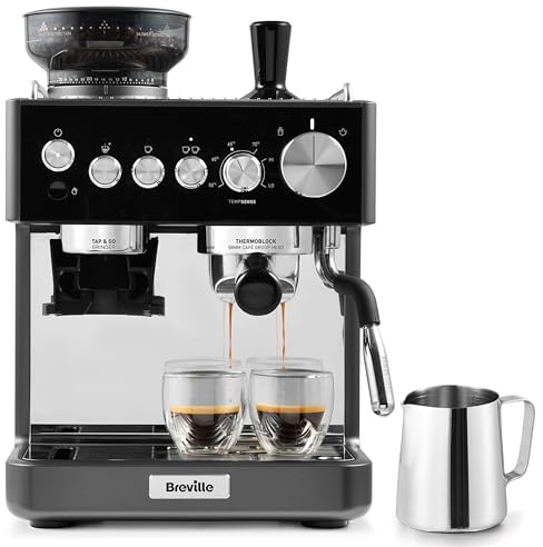 Breville Barista Sense Macchina per caffè espresso | Macchina da caffè con macinacaffè integrato e montalatte | Lancia vapore TempSense | Pompa italiana da 15 bar | Nero [VCF187X]