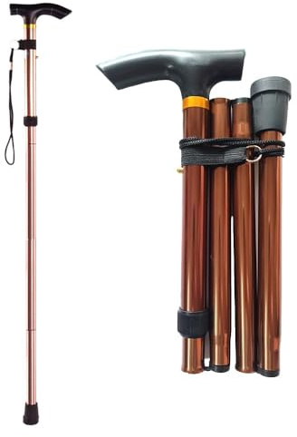 Foldable Walking Stick for Seniors & Adults, Adjustable & Lightweight Mobility Aid with Soft Ergonomic Handle for Men and Women, Collapsible Cane for Travel and Elderly Support