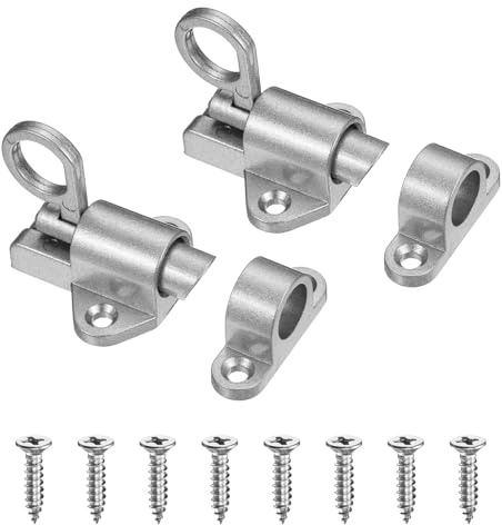 M METERXITY 2-pack självstängande spärrar, aluminiumlegering fjädrande bultspärr med skruvar för skåpdörr/fönster/grind, automatisk skjutfjäder dörrlås [silver]