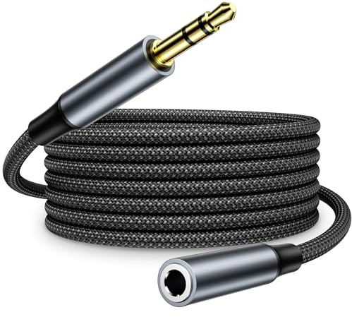 Alargador Jack 3.5mm, Cable Audio Alargador Extensión 3M Nylon Trenzado Jack 3.5mm Micro y Audio Macho a Hembra para Auriculares,Altavoces,Cascos,TV,Laptop,Móvil,MP3 Player,Switch,PS5,PS4