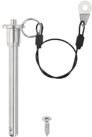 PATIKIL Perno A Sgancio Rapido In Acciaio Inox 304 Diametro 3/8 (9.5mm) Lunghezza Utile 3.1 (80mm) Perno A Blocco A Sfera Maniglia Ad Anello Con Cavo Lanyard Da 25cm Vite M5 Argento