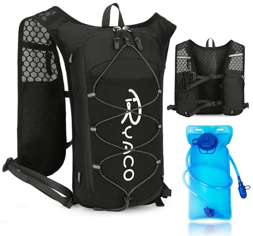 RYACO Lightweight Hydration Backpack, Running Backpack with 2L Water Bladder, Hiking Hydration Water Daypack for Cycling Rave for Men Women