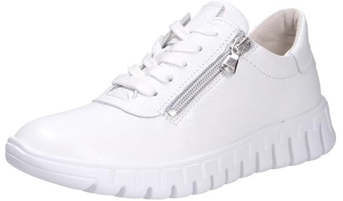 Waldläufer H-Birdy - Zapatillas cómodas para mujer, de piel auténtica, con plantilla intercambiable, color blanco, Blanco, 36 EU Ancho