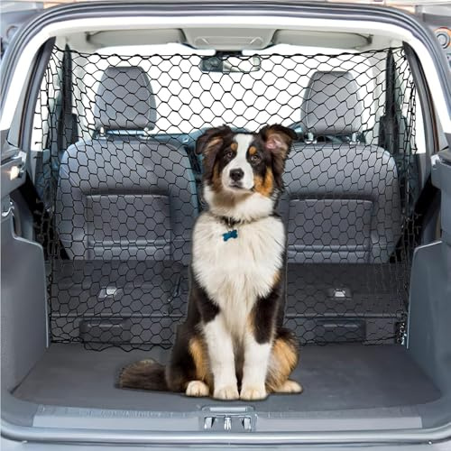 Dog Car Barrier Net 120X70CM Dog Guard for Car Boot Pet Car Divider with 4 Hooks and Adjustable Straps for Trucks SUV Pet Restraint Car Backseat Divider Vehicle Gate Cargo Area Travel Trunk Mesh Net