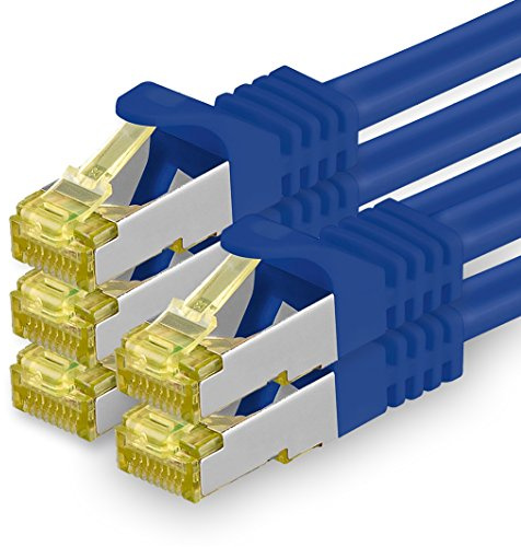 1aTTack.de Cat.7 Netzwerkkabel 0,5m Blau 5 Stück Cat7 Ethernetkabel Netzwerk LAN Kabel Rohkabel 10 Gb s SFTP PIMF LSZH Set Patchkabel mit Rj 45 Stecker Cat.6a