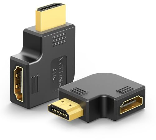 VCELINK 8K HDMI Winkelstecker, HDMI 90 und 270 Grad Winkel 2.1 Kabel Abgewinkelt Stecker auf Buchse, 8K@60Hz / 4K@120Hz, eARC, HDR, Dolby für Wandmontage TV/Laptop/Roku Stick/PS5