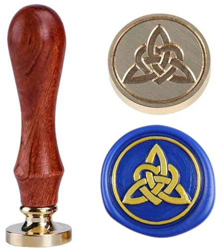 Vaxsigillstämpel keltisk knut hjärta tätning vaxstämplar, 25 mm vintage mässingshuvud isstämpel bröllopsstämplar för kort kuvert inbjudningar snigel post bra idéer för fru/älskare (Triquetera)