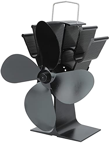 Ventilador Firplace de 4 aspas, ventilador de estufa alimentado por calor, ventilador colgante de tubo de humos con termómetro para ahorrar energía para Gas/pellet/quemador de troncos de madera