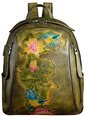 VVHUDA Retro-Lederrucksack, Umhängetasche, lässiger Rucksack für Damen (Farbe: Grün) small Gift