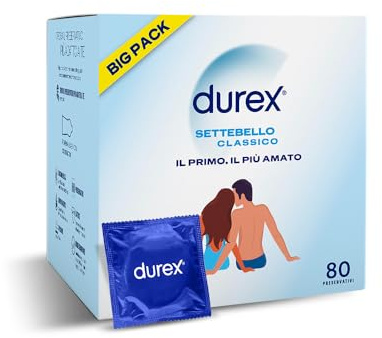 Durex Settebello, Preservativi Classici, Formato Super-Big, 80 Profilattici