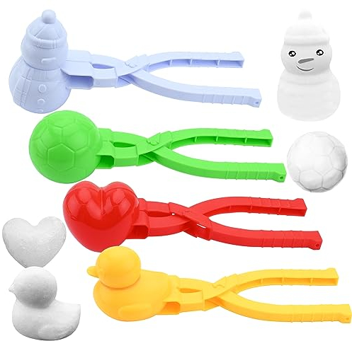 Gukasxi 4 Stück Winter Schneeball Maker, Cartoon Schneeball Maker, Sandball Schneeball Clip, Schneespielzeug für Kinder Weihnachten Dekoration Geschenk