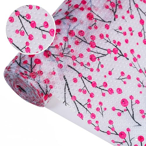 Tappetino per cassetti impermeabile Tappetini Non-adesivo EVA Plastica Rotolo per Mensola Cassetto Frigorifero Tavolo Mobile Cucina Lavello Ripiani, Ritagliabili 44cm x 200cm rosso bianco trasparente