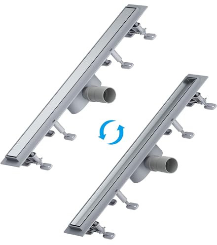 SONNI Duschrinne 50cm, 2 in 1 Edelstahl Ablaufrinne Dusche befliesbar, ABS Basis, 30L Ablaufmenge, mit Geruchsstop, Haarsieb, 8 verstellbare Füße